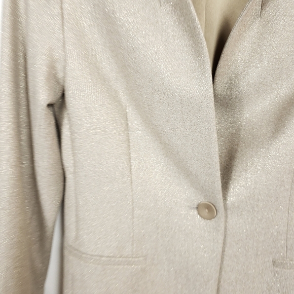 Lafayette 148 New York muted gold shimmer slim cut blazer size 4 72% wool - Picture 5 of 9